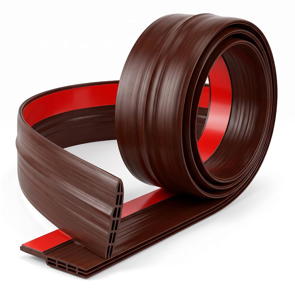 HUPLA Self-Adhesive Door Bottom Sealing Strip | Multi-Layer Hollow Door Gap Seal for Dust, Draft & Insect Protection | Flexible Brown Door Weather Stripping
