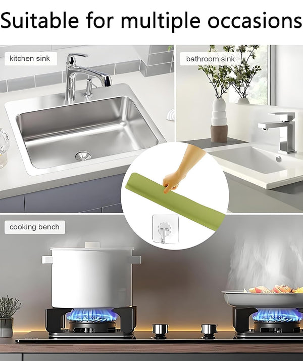 HUPLA Kitchen Sink Water Splash Guard | Long Countertop Water Splash Barrier for Sink & Washbasin | Kitchen Water Spillage Protector – Cream