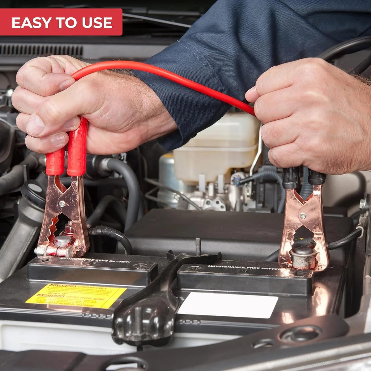 500 AMP Heavy-Duty Car Battery Jumper Cables – Red & Black Booster Wires with Insulated Alligator Clamps for Emergency Jump Starting