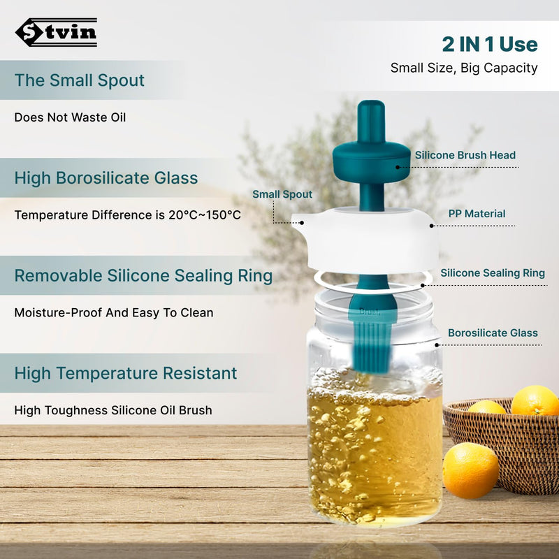 HUPLA Cooking Oil Dispenser Bottle with Silicone Basting Brush | Refillable Oil Brush Container for Cooking, BBQ, Baking & Kitchen Use – 1 Pc