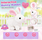 HUPLA Walking & Talking Rabbit Toy | Interactive White Bunny Soft Toy with Walking Movement, Bunny Sounds, Moving Ears & Nose | Battery Operated Plush Animal Toy for Kids – 1 Pc