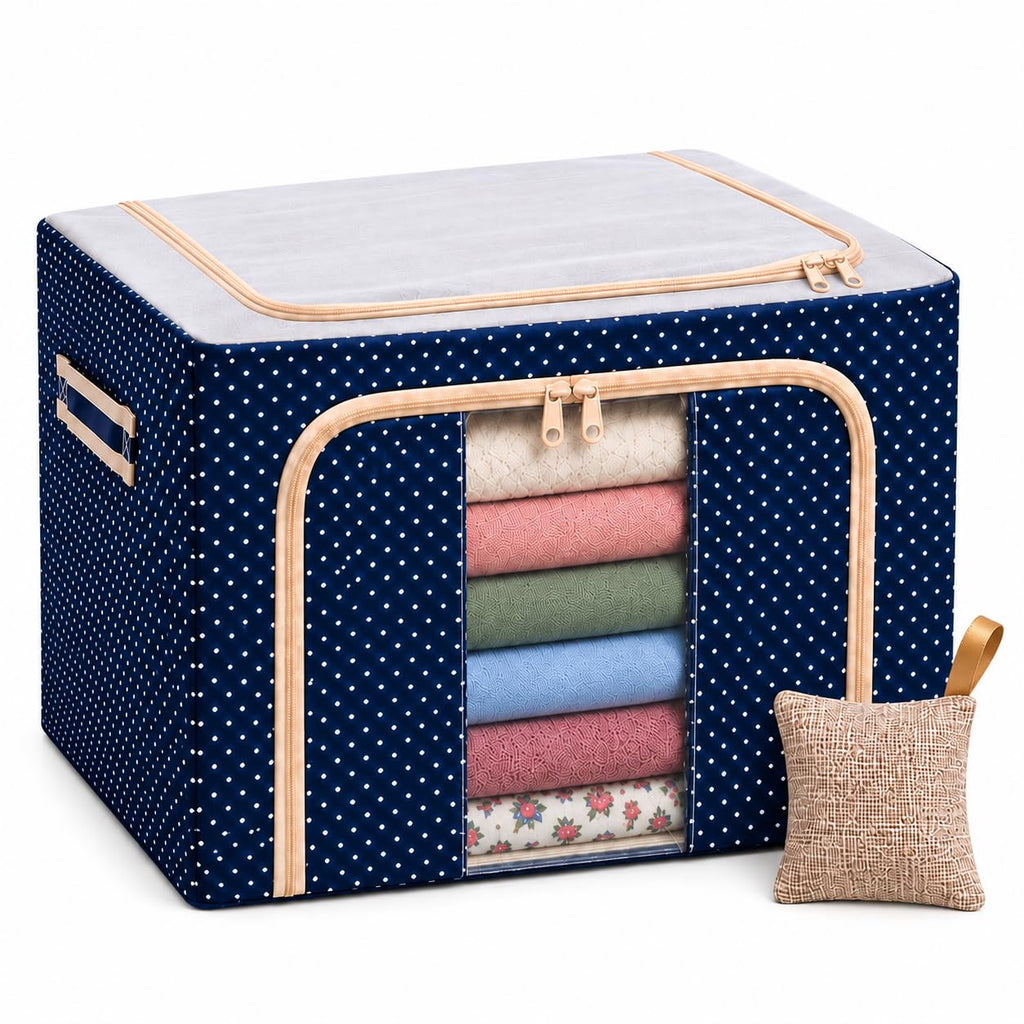 44L Foldable Clothes Storage Bag with Transparent Window – Large Capacity Wardrobe Organizer for Blankets, Bedding, Clothes & Home Storage