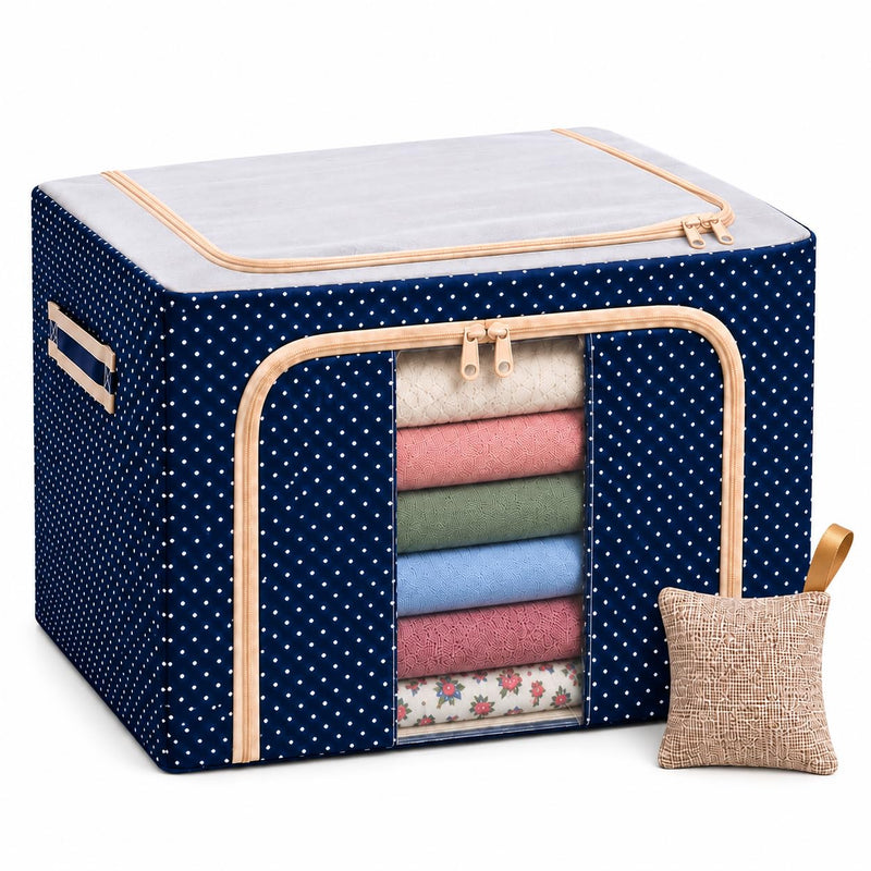 44L Foldable Clothes Storage Bag with Transparent Window – Large Capacity Wardrobe Organizer for Blankets, Bedding, Clothes & Home Storage
