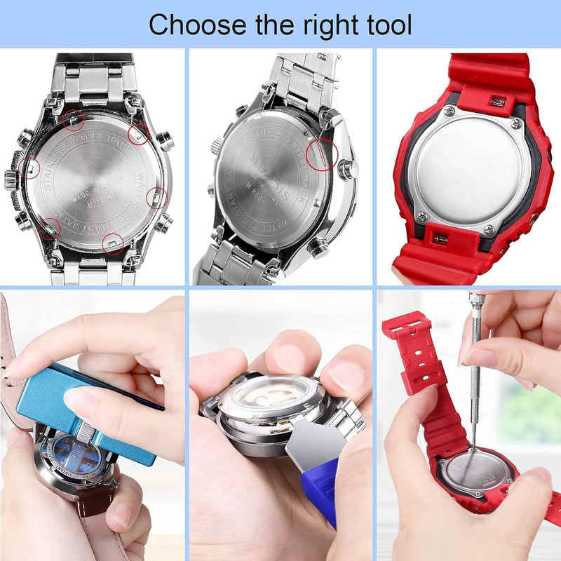 HUPLA Professional Watch Repair Tool Kit | Watch Battery Replacement, Strap Adjustment & Link Removal Tools | Watchmaker Maintenance Kit with Case Opener, Tweezers & Screwdrivers
