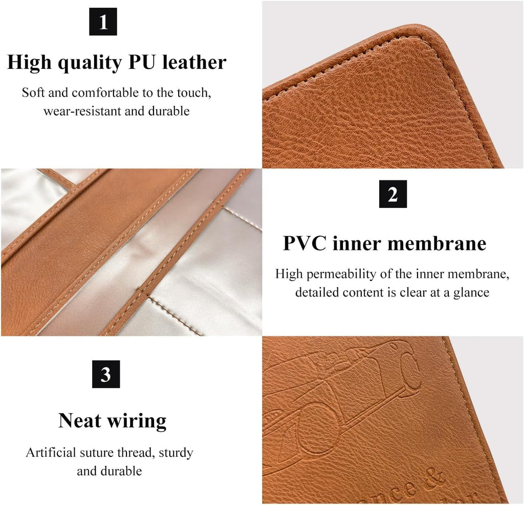 Car Document Holder & Organizer – PU Leather Vehicle Registration, Insurance & License Wallet with Multiple Card Slots