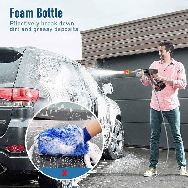 HUPLA Cordless Car Pressure Washer | Rechargeable Portable Water Spray Gun with Extension Rod for Car, Bike & Home Cleaning