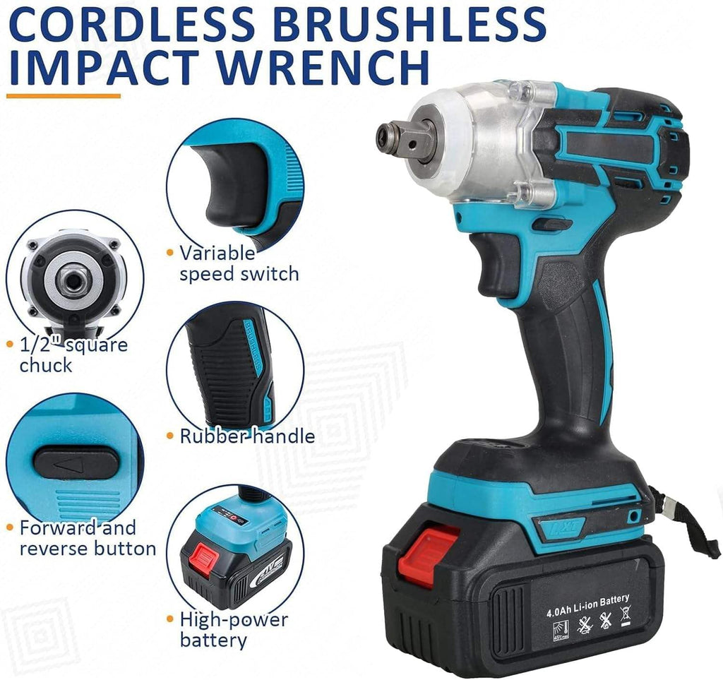 HUPLA 21V Cordless Impact Drill & Screwdriver Set – 4000mAh Li-Ion Battery with Drill Bits, Sockets & Carrying Case