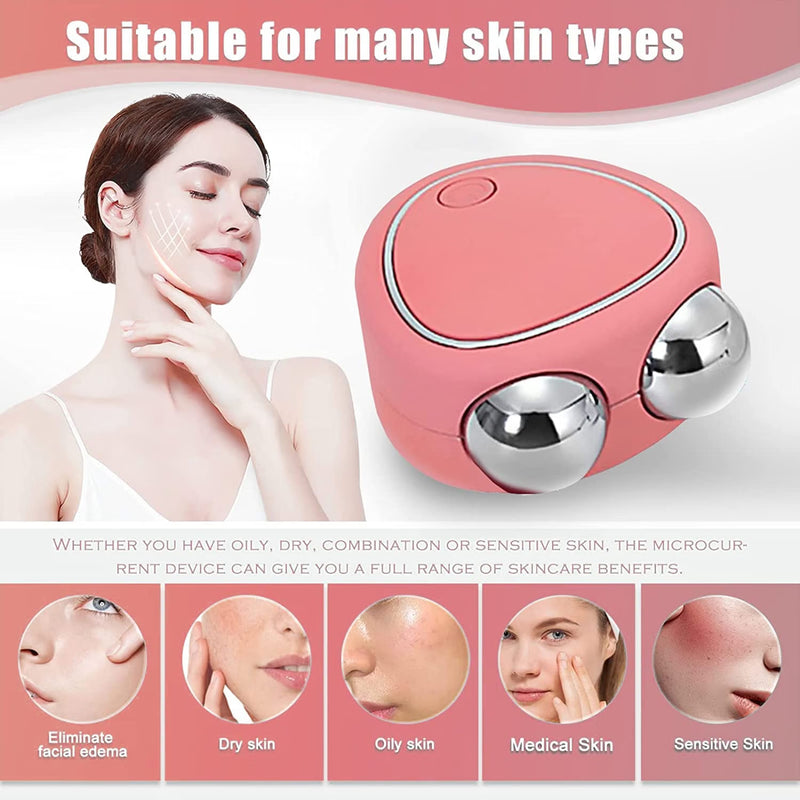 Electric Facial Massager & Face Lifting Roller – Dual Metal Ball Vibrating Skin Massage Tool for Face & Jawline