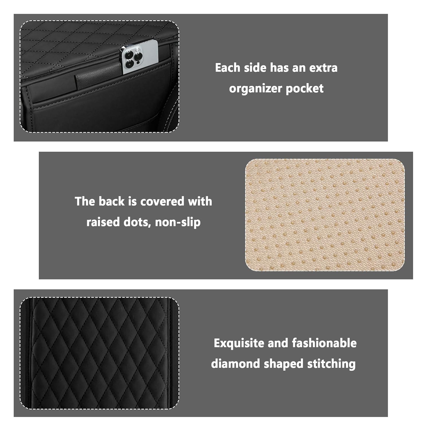 Car Seat Gap Organizer with Cushion Cover – PU Leather Car Storage Box
