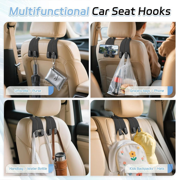 HUPLA Car Headrest Bag Hanger Hooks | Seat Back Purse & Shopping Bag Holder | Car Interior Organizer