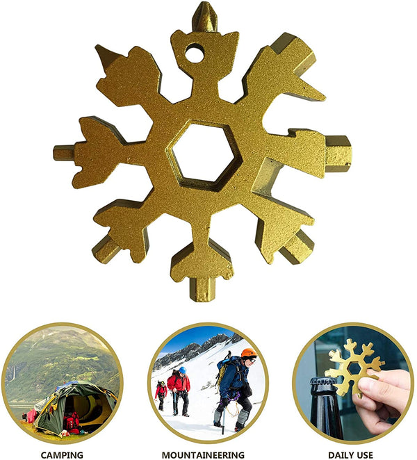 HUPLA Snowflake Multi-Tool Keychain | Compact Multipurpose Pocket Tool with Wrench & Screwdriver Functions
