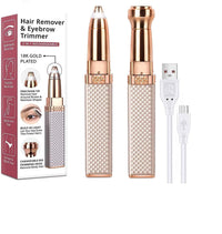 HUPLA 2-in-1 Rechargeable Hair Remover & Eyebrow Trimmer for Women | Face, Nose & Body Hair Removal | Painless Electric Facial Razor with LED Light