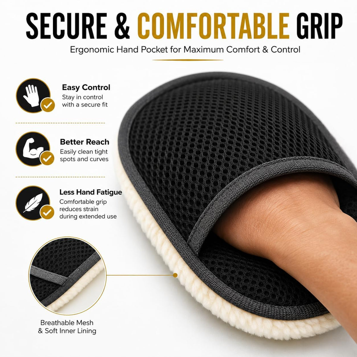 HUPLA Microfiber Car Wash Mitt – Chenille Cleaning Glove for Car Washing & Detailing