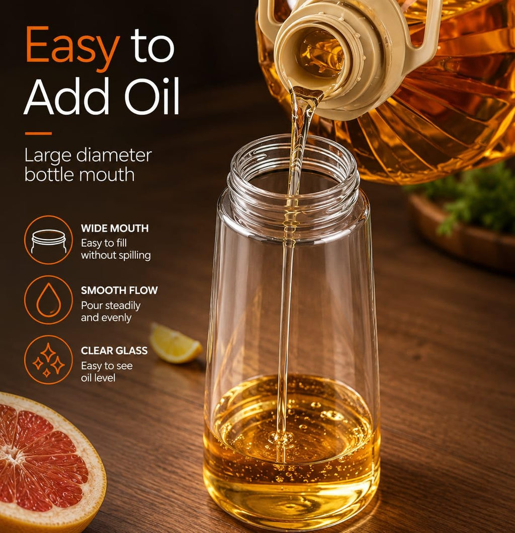 HUPLA 2-in-1 Cooking Oil Sprayer & Dispenser Bottle | Fine Mist Spray & Controlled Pour Oil Container for Air Fryer, Cooking, BBQ & Salad – Green
