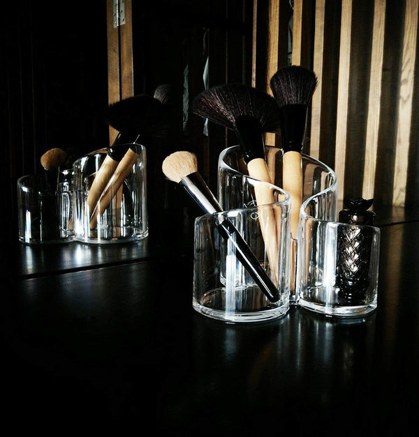 3-Compartment Transparent Cup Holder Organizer – Multi-Section Storage Stand for Kitchen, Dining Table & Home