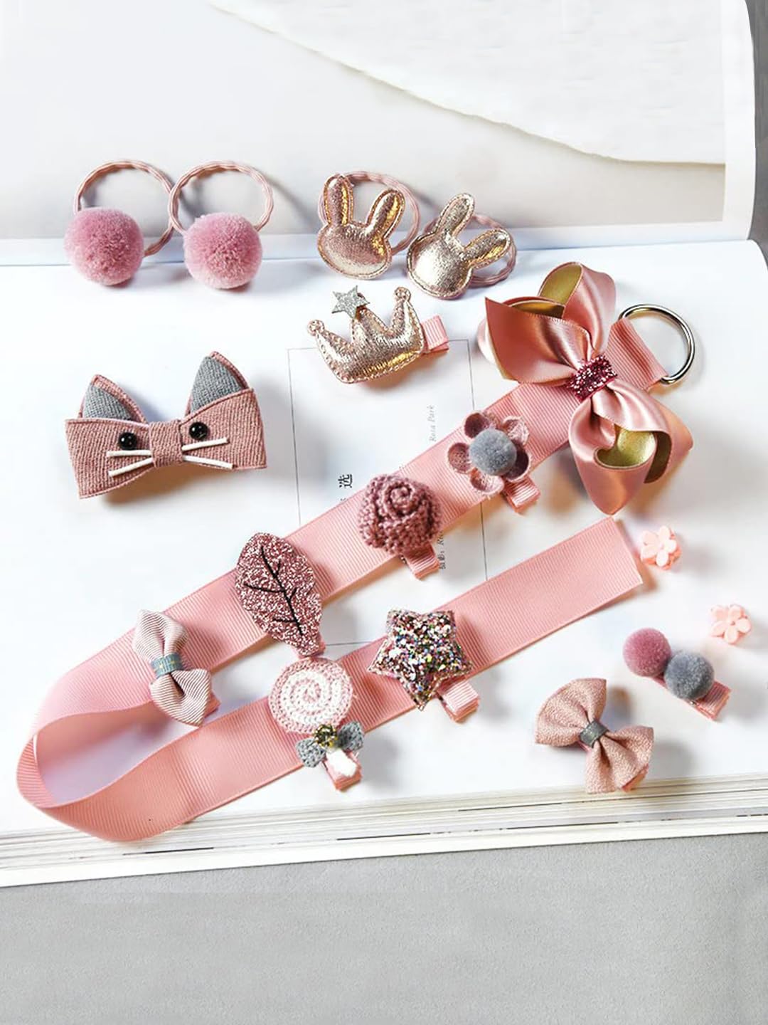 Cute Baby Girls Hair Accessories Set | Premium Hair Clips, Rubber Bands & Headband Combo Kit for Kids