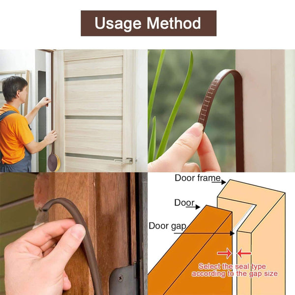 HUPLA 3 Meter Self-Adhesive Door & Window Sealing Strip | D-Type Weather Stripping Tape for Gap Sealing, Dust & Draft Protection – Brown