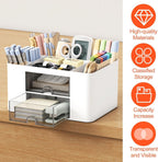 3-Tier Desktop Stationery Organizer with Pen Holder – Multi-Compartment Storage Box for Office, Study Table & Makeup