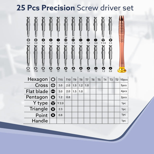 HUPLA Precision Screwdriver Set with Interchangeable Bits | Mini Repair Tool Kit with Metal Handle & Portable Storage Pouch for Electronics, Watches, Eyeglasses & Small Devices