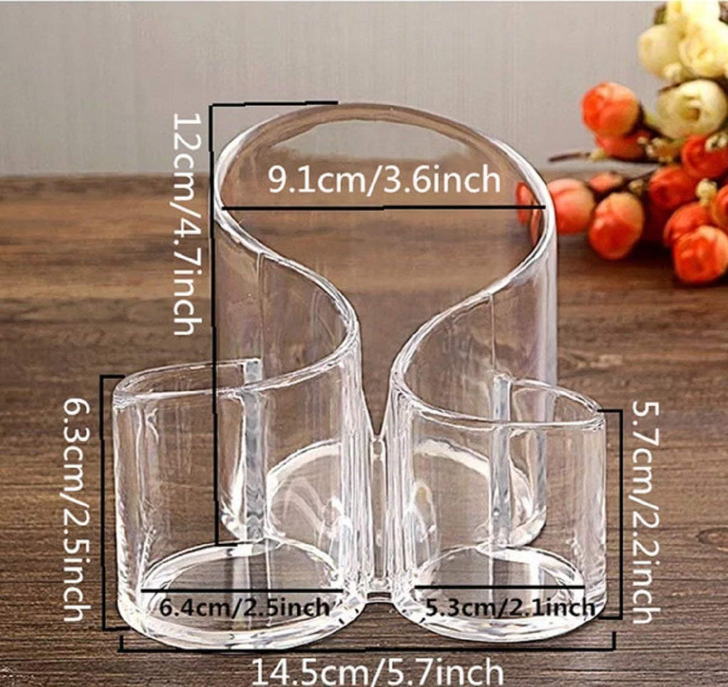 3-Compartment Transparent Cup Holder Organizer – Multi-Section Storage Stand for Kitchen, Dining Table & Home