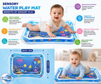HUPLA Inflatable Baby Tummy Time Water Play Mat | Sensory Activity Mat with Floating Sea Animals for Infants | Blue