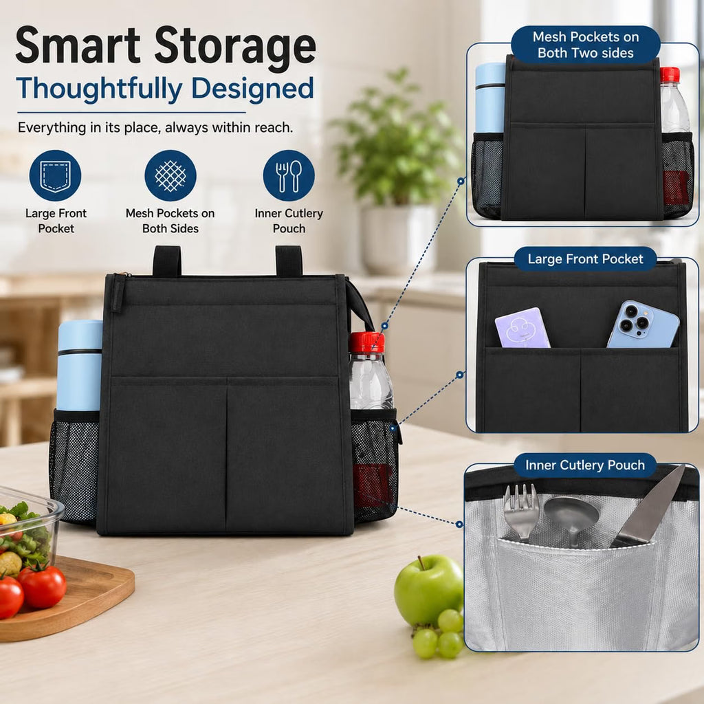 Multi-Purpose Utility Tote Bag with Multiple Pockets & Bottle Holder – Travel, Shopping & Daily Organizer Bag