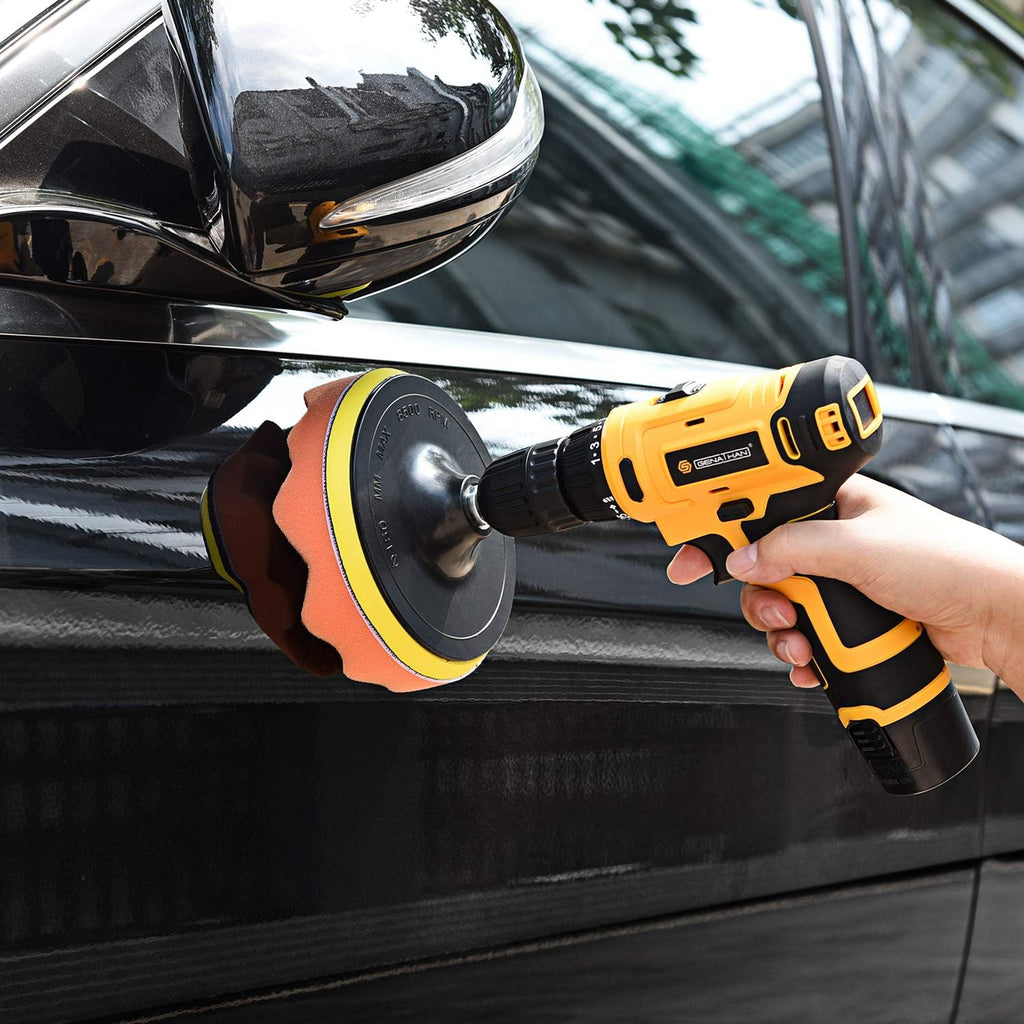 Car Polishing & Buffing Sponge Pads Kit with Drill Backing Plate & Adapter