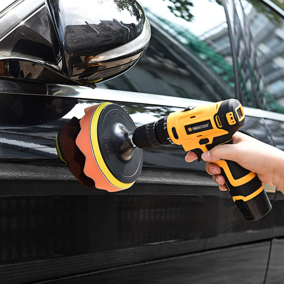 Car Polishing & Buffing Sponge Pads Kit with Drill Backing Plate & Adapter
