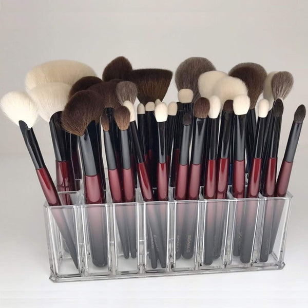 Makeup Brush Holder Organizer – Clear Acrylic Cosmetic Brush Storage Stand for Vanity, Dressing Table & Beauty Essentials