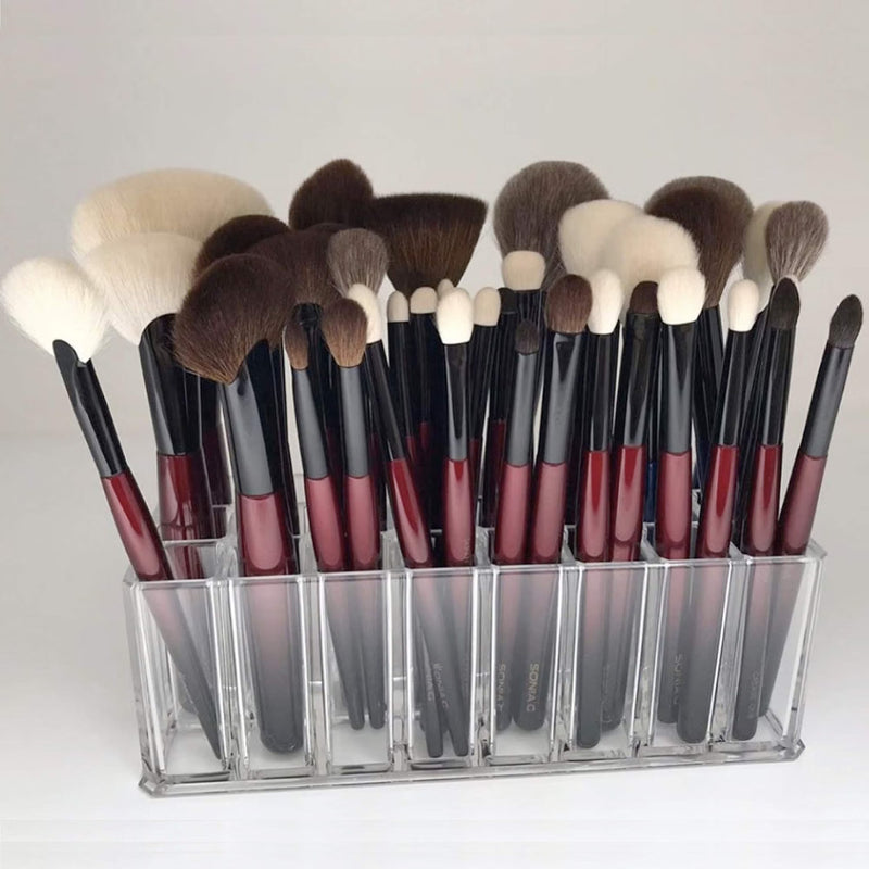 Makeup Brush Holder Organizer – Clear Acrylic Cosmetic Brush Storage Stand for Vanity, Dressing Table & Beauty Essentials