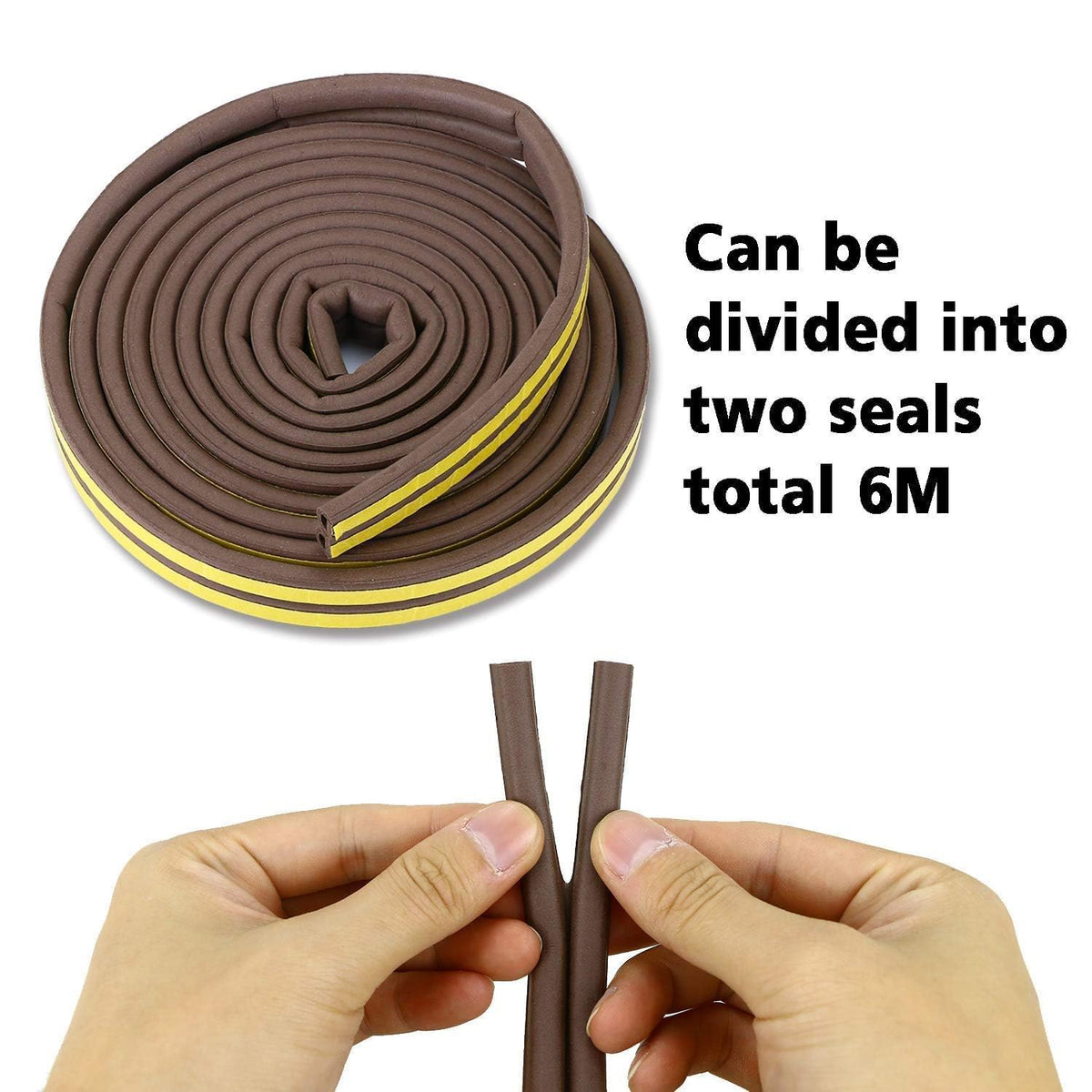 HUPLA 3 Meter Self-Adhesive Door & Window Sealing Strip | D-Type Weather Stripping Tape for Gap Sealing, Dust & Draft Protection – Brown