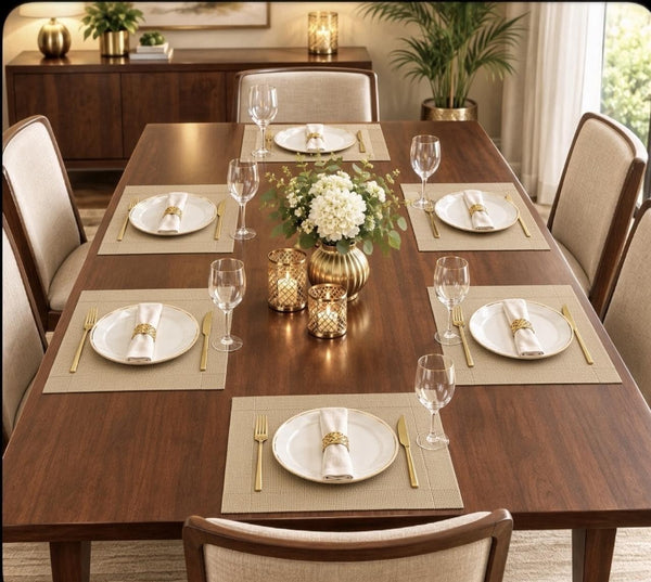 HUPLA Premium Golden Dining Table Placemat 30 × 45 cm | Elegant Woven-Style Table Mat for Dining, Kitchen & Home Décor | Flexible, Reusable & Easy to Clean – Gold