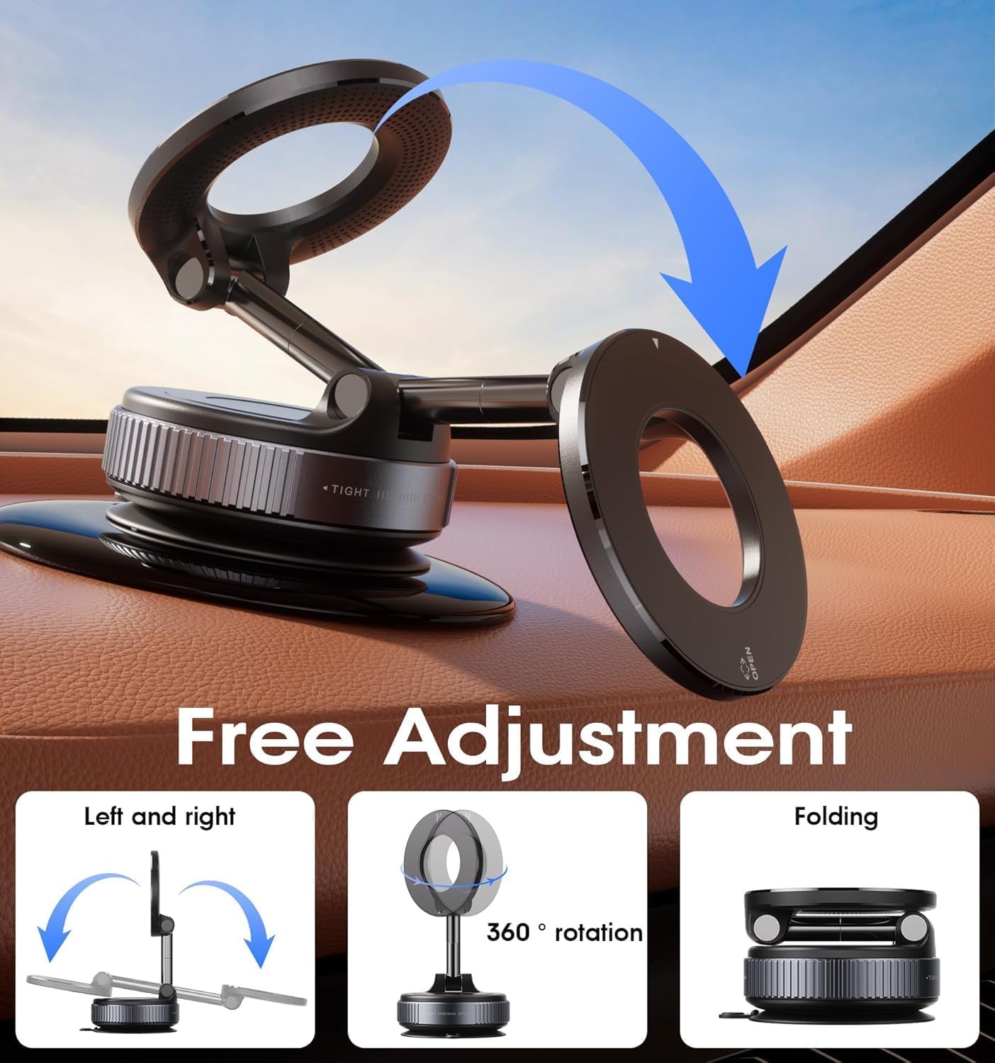 360° Rotating Magnetic Wireless Car Charger & Phone Holder