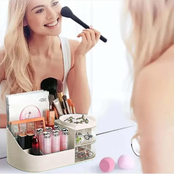 Multi-Compartment Makeup & Cosmetic Organizer with Drawers – Vanity Storage Box for Skincare, Makeup & Beauty Essentials