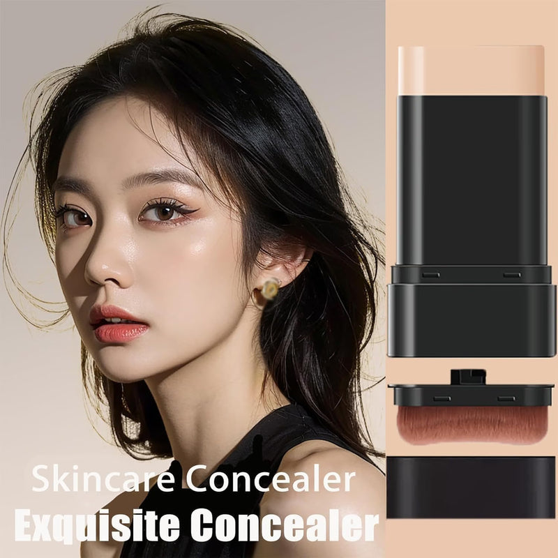 Flawless Foundation Makeup Stick with Brush – 2-in-1 Cream Foundation Stick for Face Makeup & Easy Blending