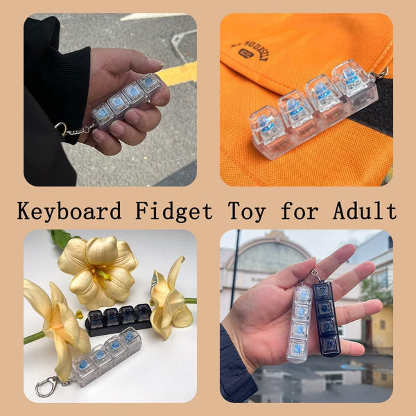 Mini 4-Key Mechanical Keyboard Keychain – Portable Keyboard Switch Keyring Fidget Toy | 1 Pc