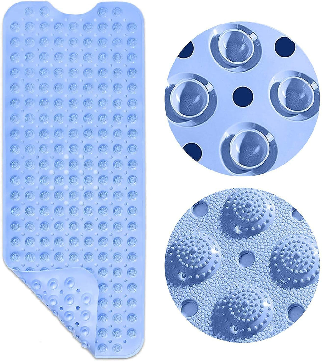 HUPLA Anti-Slip Bathroom Mat 100 × 40 cm | PVC Shower Mat with Suction Cups & Drainage Holes | Non-Slip Bath Mat for Bathroom, Shower & Bathtub – Blue