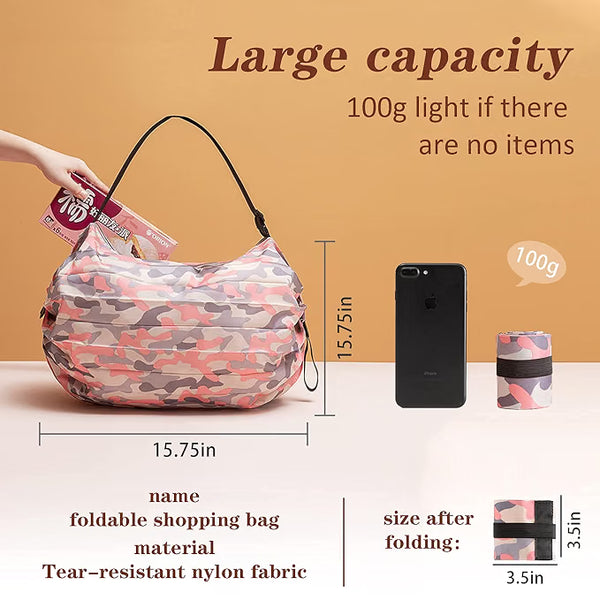 Foldable Travel Shoulder Bag for Women – Lightweight Large Capacity Tote Bag with Adjustable Strap