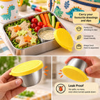 HUPLA Stainless Steel Food Storage Bowl with Lid | Reusable Round Kitchen Container for Snacks, Fruits, Dry Fruits & Leftovers | Colourful Lid Options