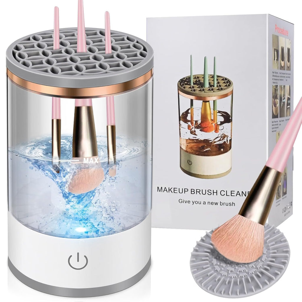 Electric Makeup Brush Cleaner & Washer – Automatic Cosmetic Brush Cleaning Machine with Water Cleaning Bowl