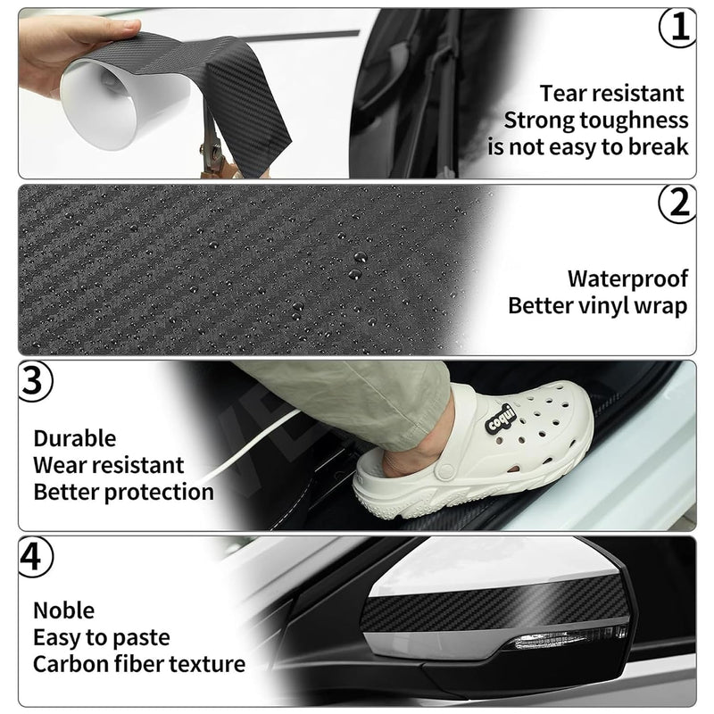 HUPLA Car Door Sill Protector – Carbon Fibre Style Anti-Scratch Guard Strip
