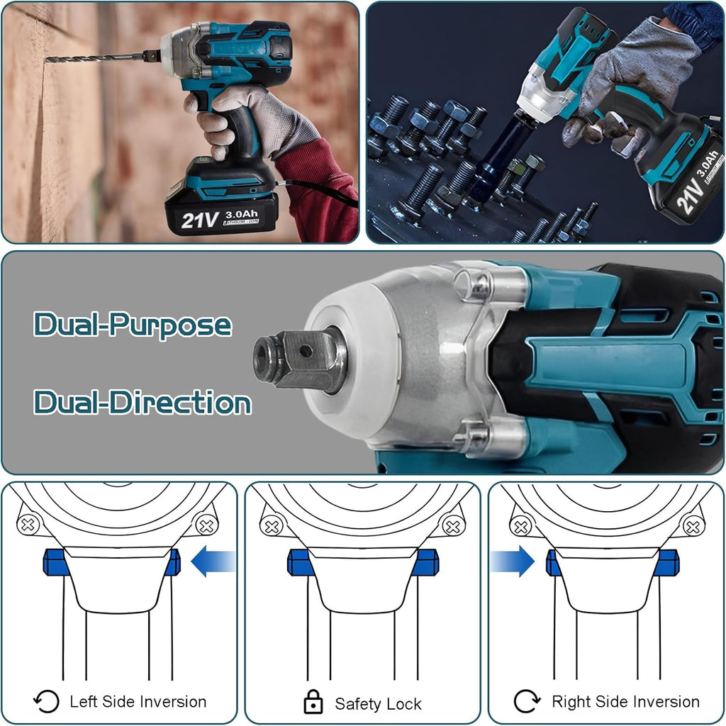 HUPLA 21V Cordless Impact Drill & Screwdriver Set – 4000mAh Li-Ion Battery with Drill Bits, Sockets & Carrying Case