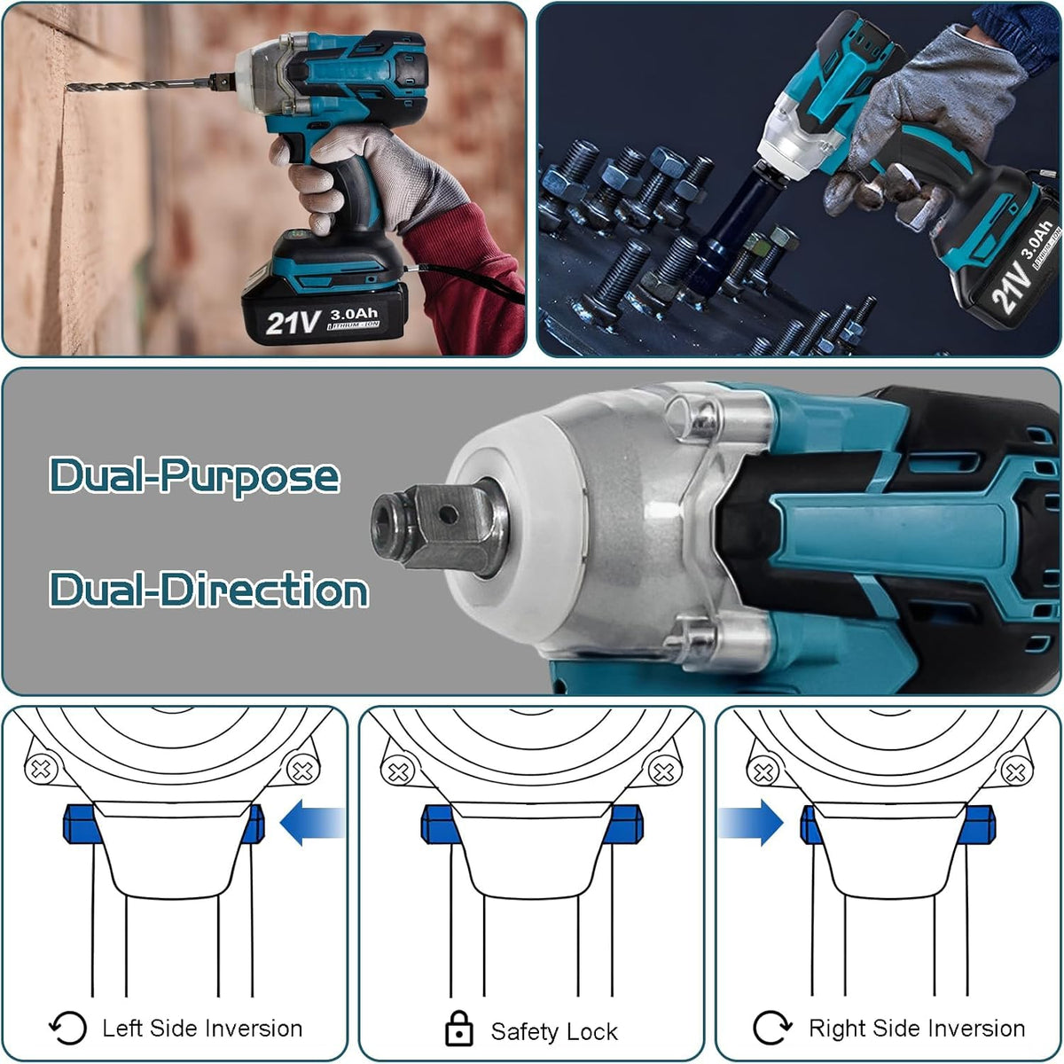 HUPLA 21V Cordless Impact Drill & Screwdriver Set – 4000mAh Li-Ion Battery with Drill Bits, Sockets & Carrying Case