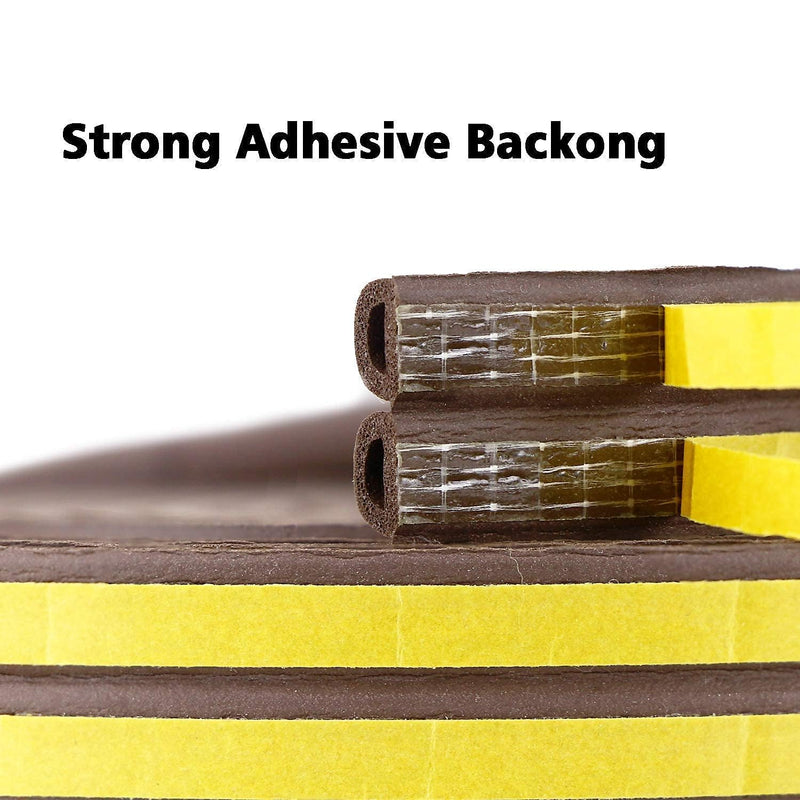 HUPLA 3 Meter Self-Adhesive Door & Window Sealing Strip | D-Type Weather Stripping Tape for Gap Sealing, Dust & Draft Protection – Brown