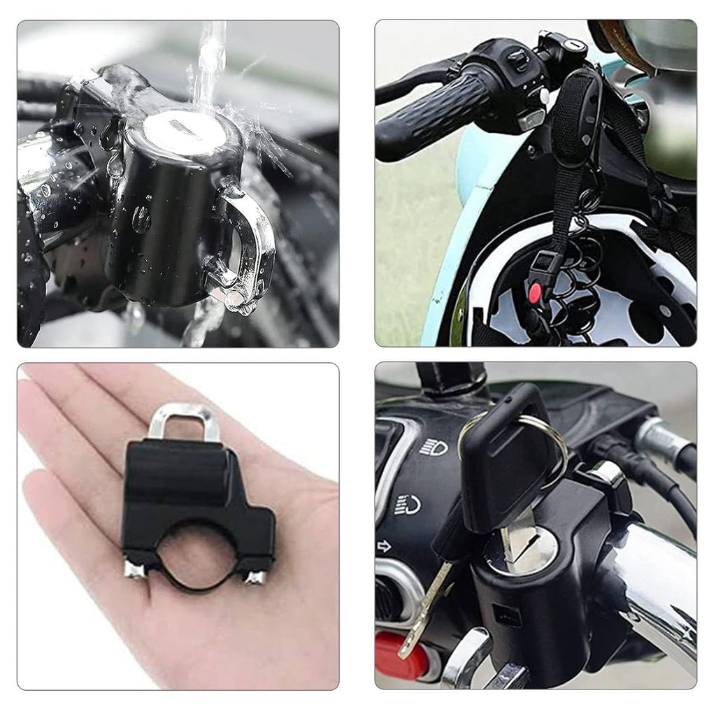 HUPLA Motorcycle Helmet Lock with 2 Keys | Universal Handlebar Mount Helmet Security Lock with Metal Shackle & Installation Kit for Bikes & Scooters – Black