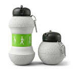HUPLA Golf Ball Design Sports Water Bottle with Carabiner Clip | Portable Reusable Drinking Bottle with Textured Golf Ball Pattern for Golf, Gym, Travel & Outdoor Activities – White & Green