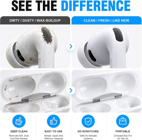 HUPLA 3-in-1 Earbuds Cleaning Pen | Multifunction Cleaner Kit for Earphones & Charging Cases