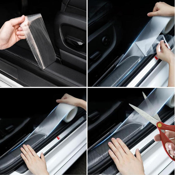HUPLA Car Door Sill Protector – Carbon Fibre Style Anti-Scratch Guard Strip