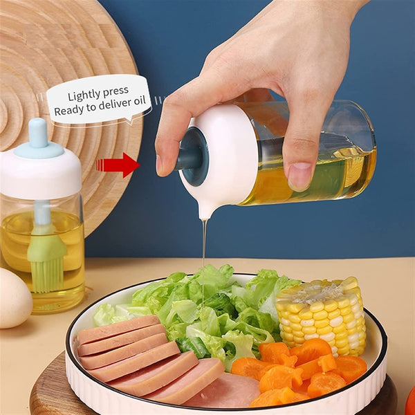 HUPLA Cooking Oil Dispenser Bottle with Silicone Basting Brush | Refillable Oil Brush Container for Cooking, BBQ, Baking & Kitchen Use – 1 Pc