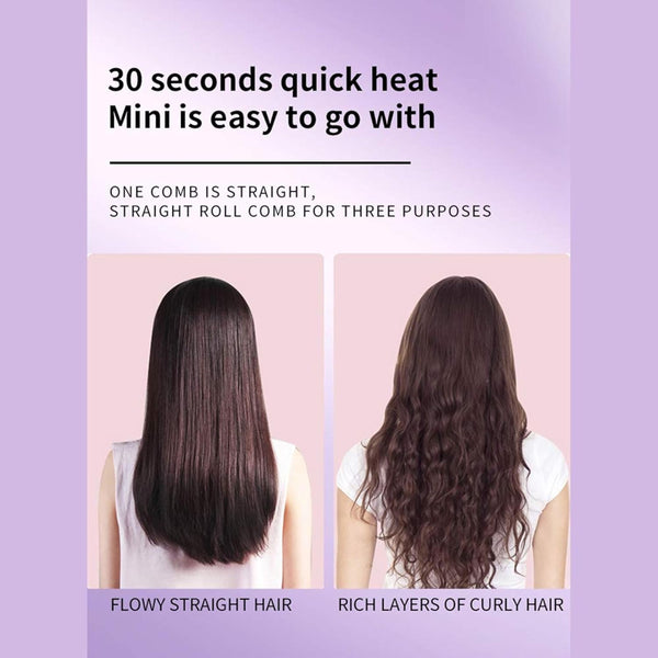 3-in-1 Hair Straightener & Styling Brush | Ceramic Hair Straightening Comb with LCD Display